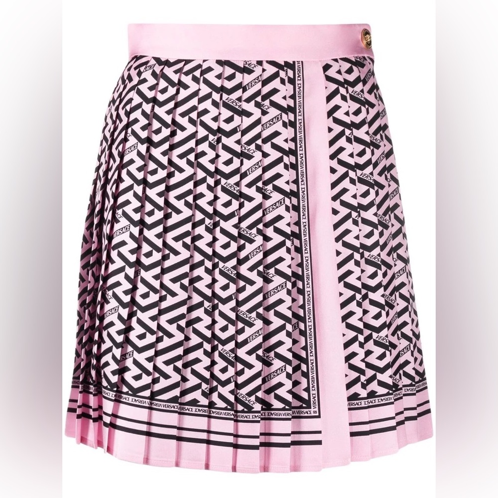 Versace La Greca print pleated miniskirt